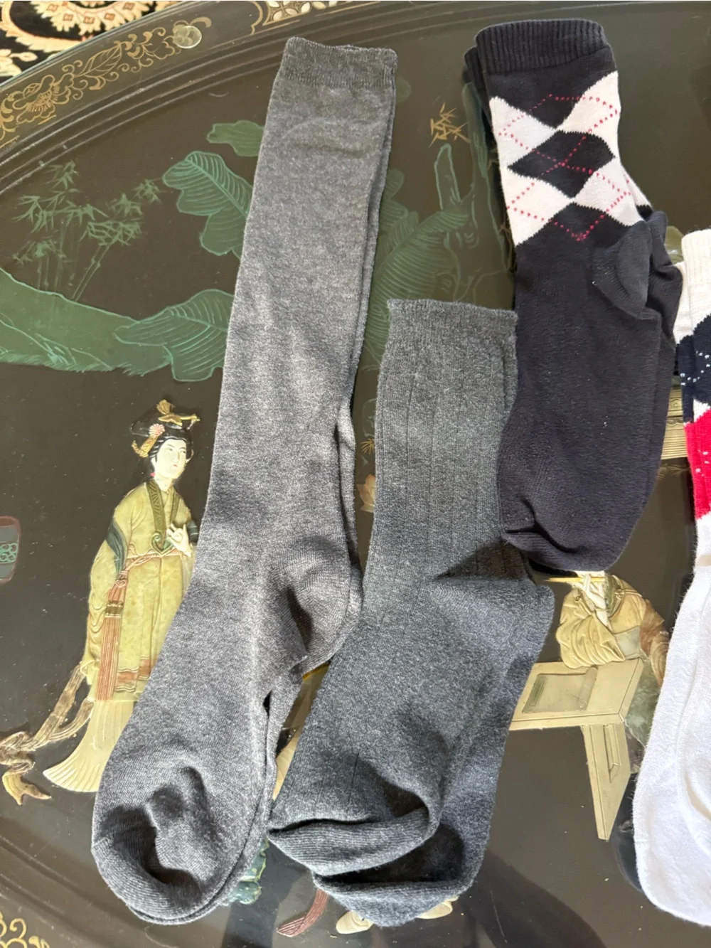 DKNY & Tommy Hilfiger assorted other brand Socks Argyle, boot length, cotton soc